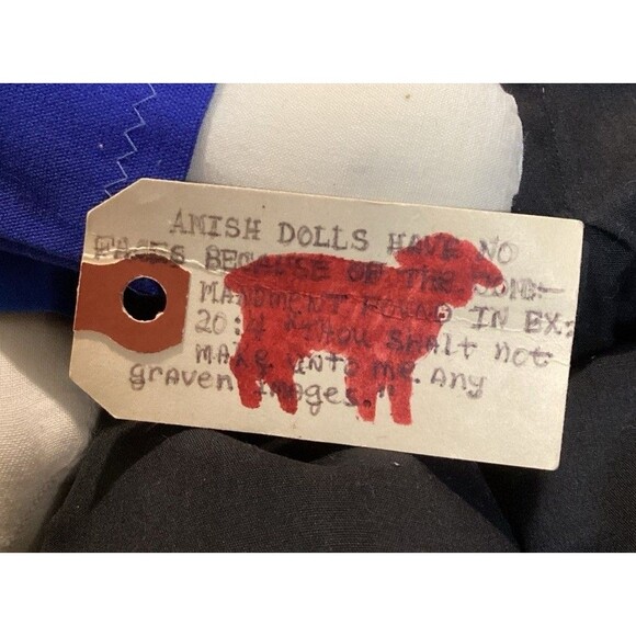 Faceless Handmade Amish Dolls Man & Woman in Traditional Amish Blue & Black - Picture 8 of 14